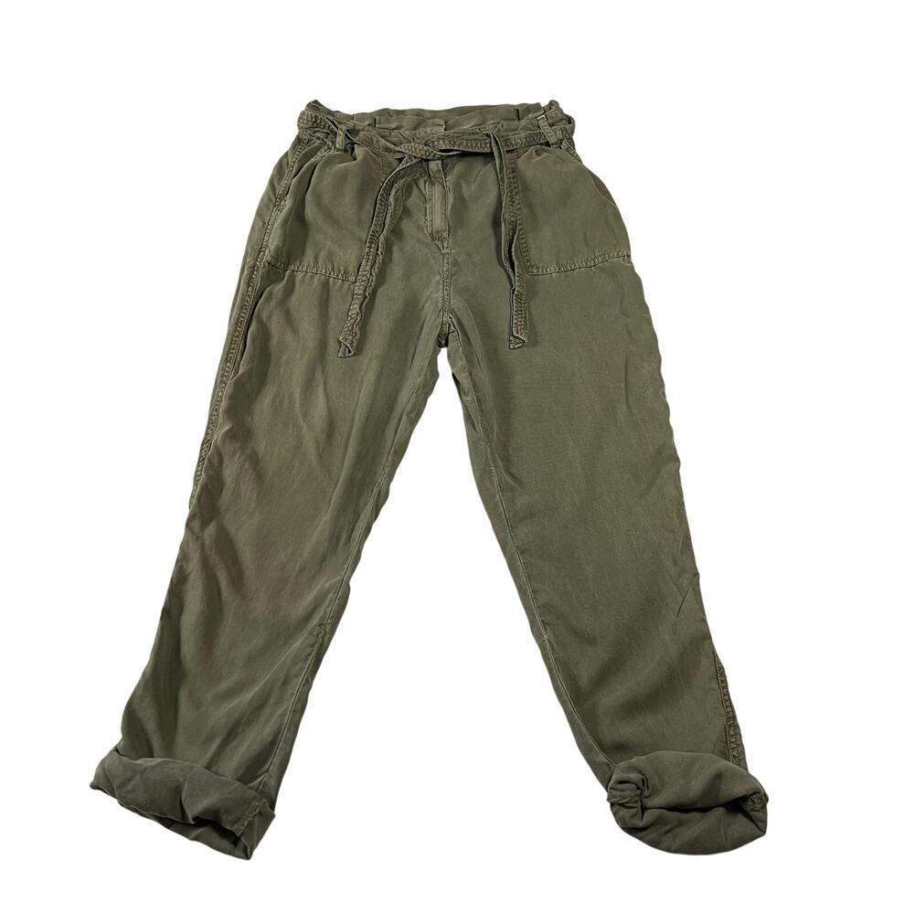 Treasure & Bond High Rise Paper Bag Waist Cropped Pants Size 10 Utility Cuff Hem